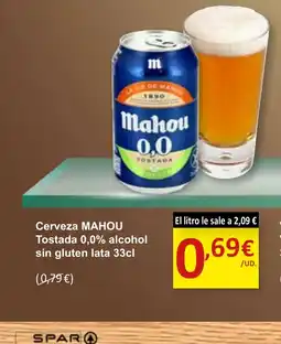 SPAR MAHOU Cerveza Tostada 0,0% alcohol sin gluten lata oferta