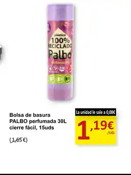 SPAR PALBO Bolsa de basura perfumada 30L cierre fácil, 15uds oferta