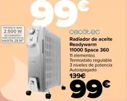 Carrefour CECOTEC Radiador de aceite Readywarm 11000 Space 360 oferta