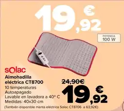 Carrefour SOLAC Almohadilla eléctrica CT8700 oferta