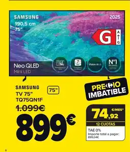 Carrefour SAMSUNG TV 75" TQ75QN1F oferta
