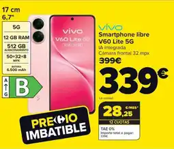 Carrefour VIVOSmartphone libre V60 Lite 5G oferta