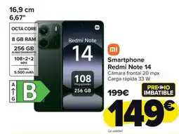 Carrefour XIAOMI Smartphone Redmi Note 14 oferta