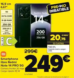 Carrefour XIAOMI Smartphone libre Redmi Note 14 PRO 5G oferta