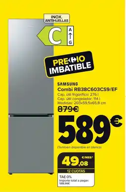 Carrefour SAMSUNG Combi RB38C603CS9/EF oferta