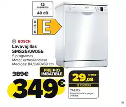 Carrefour BOSCH Lavavajillas SMS25AW05E oferta