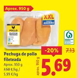 Lidl Pechuga de pollo fileteada oferta