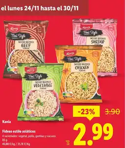 Lidl KANIA Fideos estilo asiáticos oferta