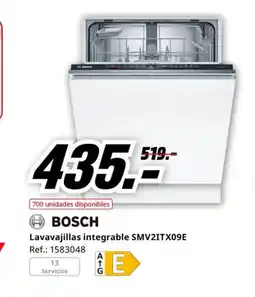 MediaMarkt BOSCH Lavavajillas integrable SMV2ITX09E oferta