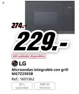 MediaMarkt LG Microondas integrable con grill MG7Z2593B oferta