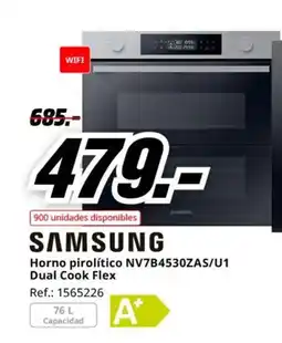MediaMarkt SAMSUNG Horno pirolítico NV7B4530ZAS/U1 Dual Cook Flex oferta