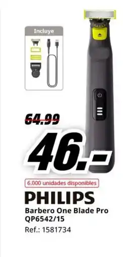 MediaMarkt PHILIPS Barbero One Blade Pro QP6542/15 oferta