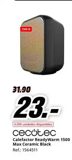 MediaMarkt CECOTEC Calefactor ReadyWarm 1500 Max Ceramic Black oferta