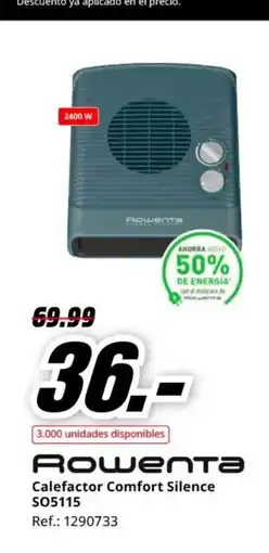 MediaMarkt ROWENTA Calefactor Comfort Silence SO5115 oferta