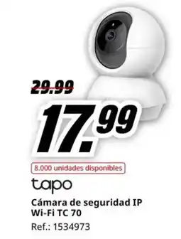 MediaMarkt TAPO Cámara de seguridad IP Wi-Fi TC 70 oferta