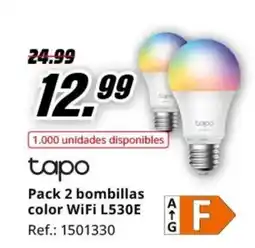 MediaMarkt TAPO Pack 2 bombillas color WiFi L530E oferta