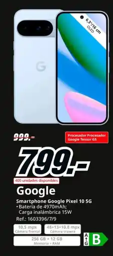 MediaMarkt GOOGLE Smartphone Google Pixel 10 5G oferta