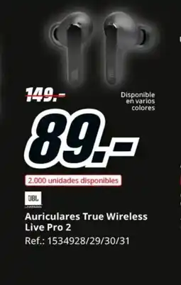 MediaMarkt Auriculares True Wireless Live Pro 2 oferta