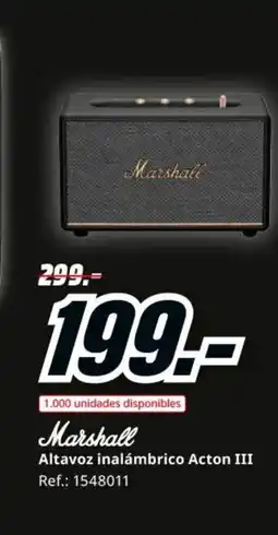MediaMarkt MARSHALL Altavoz inalámbrico Acton III oferta