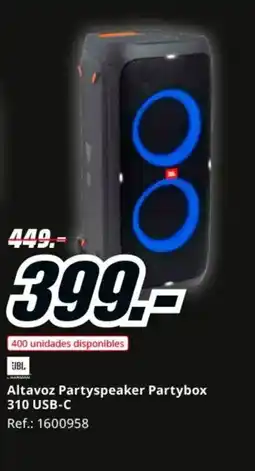 MediaMarkt JBL Altavoz Partyspeaker Partybox 310 USB-C oferta