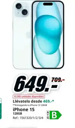 MediaMarkt IPHONE 15 128GB oferta