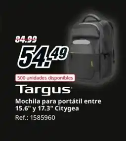 MediaMarkt TARGUS Mochila para portátil entre 15.6" y 17.3" Citygea oferta