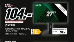MediaMarkt MSI Monitor 27" Pro MP275PG oferta