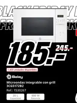 MediaMarkt BALAY Microondas integrable con grill 3CG5172B2 oferta