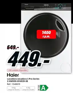MediaMarkt HAIER Lavadora secadora I-Pro Series 3 HWD90-B14939-IB oferta
