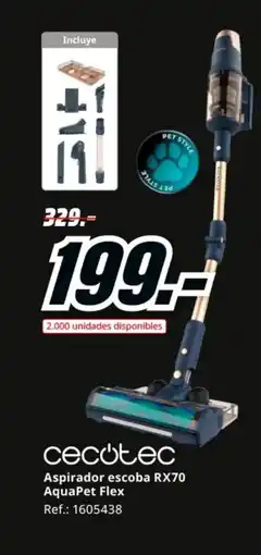 MediaMarkt CECOTEC Aspirador escoba RX70 AquaPet Flex oferta