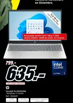 MediaMarkt HP Portátil 15-FD1023NS oferta