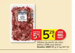 Consum BOADAS 1880 Pétalos de jamón de cebo ibérico 50% raza ibérica oferta
