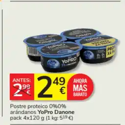 Consum YOPRO DANONE Postre proteico 0%0% arándanos oferta