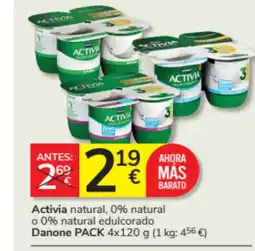 Consum ACTIVIA natural, 0% natural o 0% natural edulcorado Danone oferta