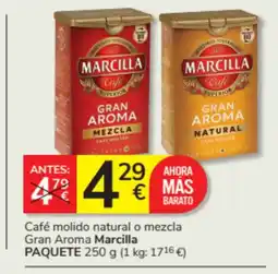 Consum MARCILLA Café molido natural o mezcla Gran Aroma oferta