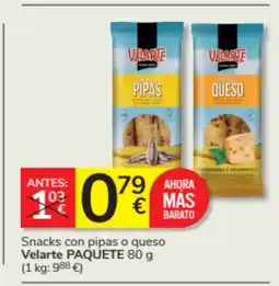 Consum VELARTE Snacks con pipas o queso oferta