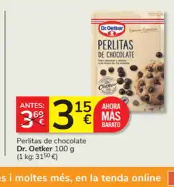 Consum DR OETKER Perlitas de chocolate oferta