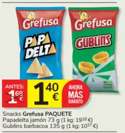 Consum GREFUSA Snacks Papadelta jamón Gublins oferta