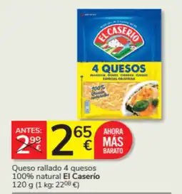 Consum ELC CASERIO Queso rallado 4 quesos 100% natural oferta