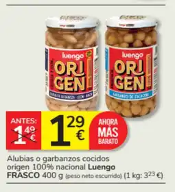 Consum FRASCO Alubias o garbanzos cocidos origen 100% nacional oferta