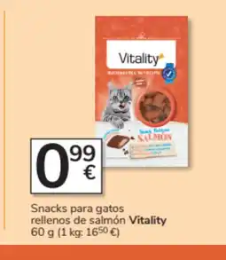 Consum VITALITY Snacks para gatos rellenos de salmón oferta