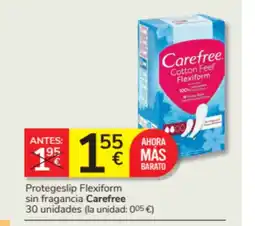 Consum CAREFREE Protegeslip Flexiform sin fragancia oferta
