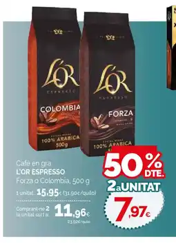 Condis L'OR ESPRESSO Cafè en gra Forza o Colombia oferta