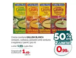 Condis GALLINA BLANCA Crema casolana verdures, carbassa, pollastre amb verdures o espàrrecs i pernil oferta