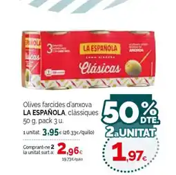 Condis LA ESPAÑOLA Olives farcides d'anxova oferta