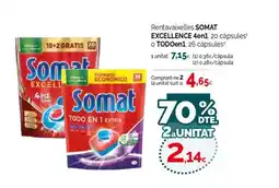 Condis SOMAT EXCELLENCE Rentavaixelles 4en1, 20 càpsules oferta