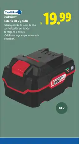 Lidl PARKSIDE Batería 20 V / 4 Ah oferta