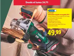 Lidl PARKSIDE Amoladora angular recargable 20 V oferta