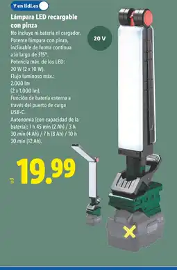 Lidl Lámpara LED recargable con pinza oferta