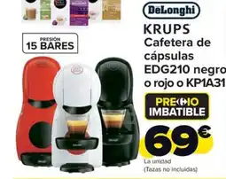 Carrefour DELONGHI Cafetera de cápsulas EDG210 negro o rojo o KP1A31 oferta